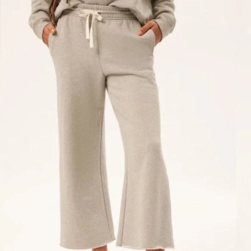 Girlfriend Collective Porcini Heather 50/50 Wide Leg Sweatpants Size XXL